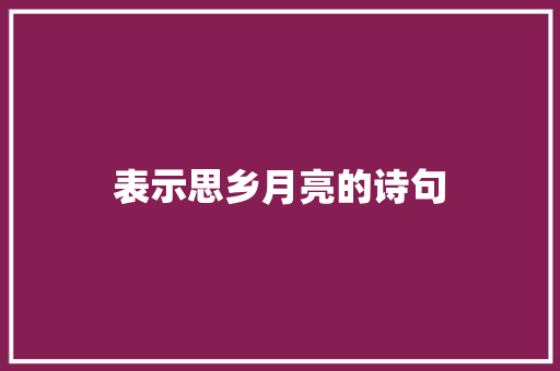 表示思乡月亮的诗句