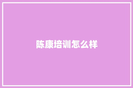 陈康培训怎么样