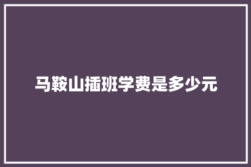 马鞍山插班学费是多少元