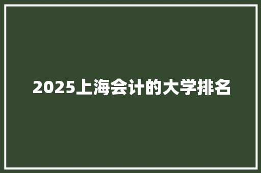 2025上海会计的大学排名 财务报告范文