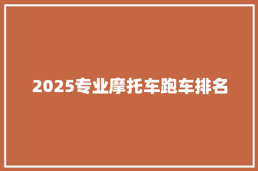 2025专业摩托车跑车排名