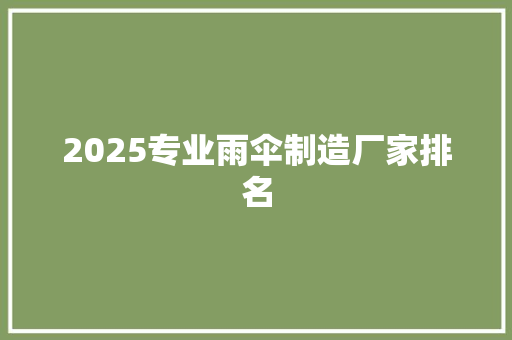 2025专业雨伞制造厂家排名