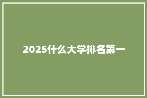 2025什么大学排名第一