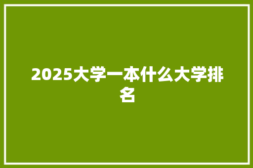 2025大学一本什么大学排名