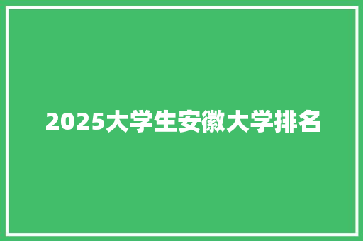 2025大学生安徽大学排名 项目管理范文