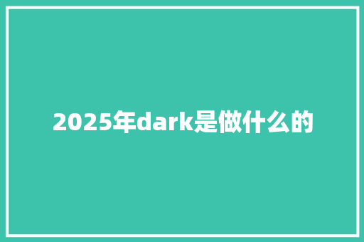 2025年dark是做什么的