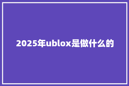 2025年ublox是做什么的