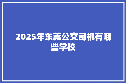 2025年东莞公交司机有哪些学校