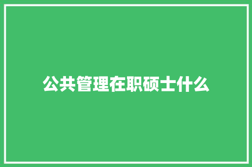 公共管理在职硕士什么