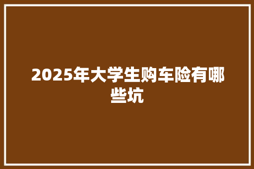 2025年大学生购车险有哪些坑