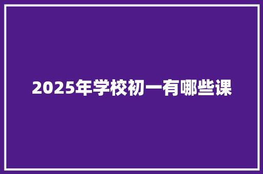 2025年学校初一有哪些课