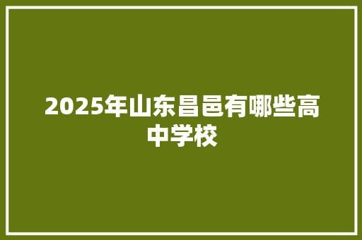 2025年山东昌邑有哪些高中学校
