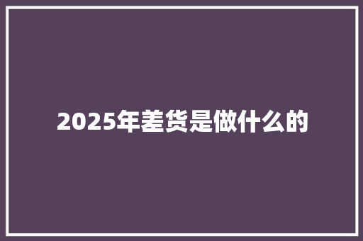 2025年差货是做什么的