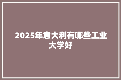 2025年意大利有哪些工业大学好 项目管理范文
