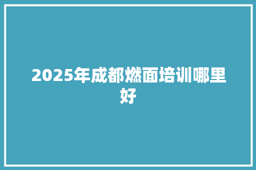2025年成都燃面培训哪里好