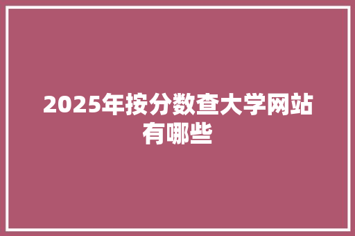 2025年按分数查大学网站有哪些
