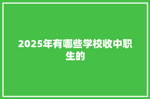 2025年有哪些学校收中职生的