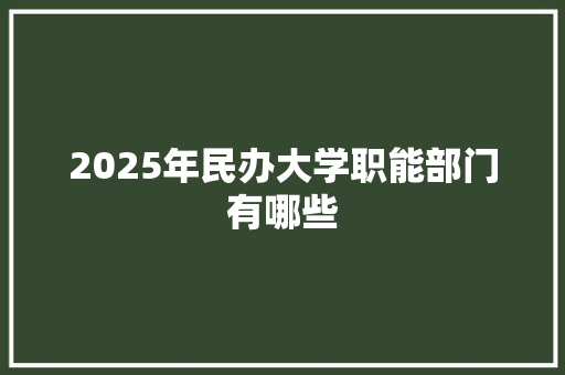 2025年民办大学职能部门有哪些