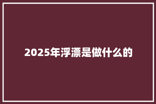 2025年浮漂是做什么的
