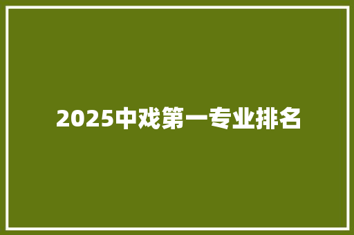2025中戏第一专业排名