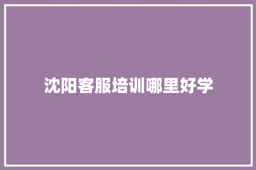 沈阳客服培训哪里好学