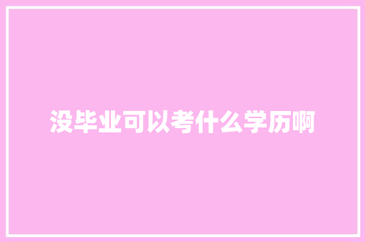 没毕业可以考什么学历啊