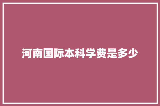 河南国际本科学费是多少