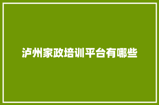 泸州家政培训平台有哪些