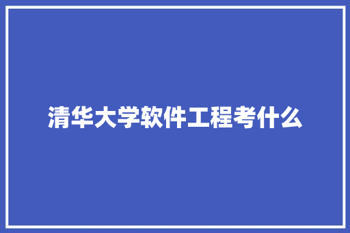 清华大学软件工程考什么