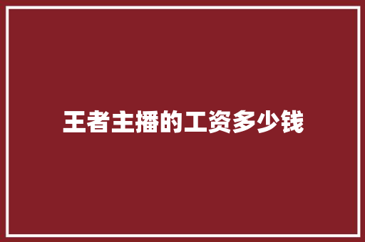 王者主播的工资多少钱