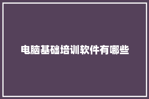 电脑基础培训软件有哪些