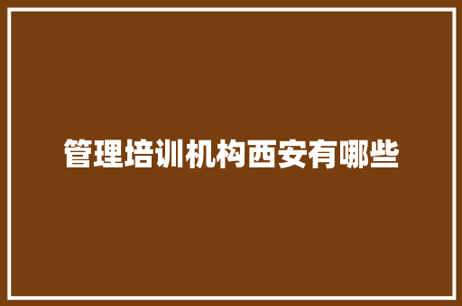 管理培训机构西安有哪些