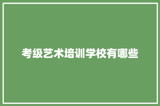 考级艺术培训学校有哪些