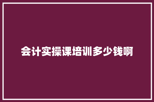 会计实操课培训多少钱啊