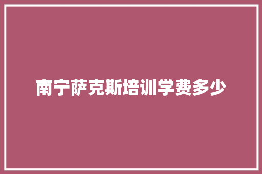 南宁萨克斯培训学费多少