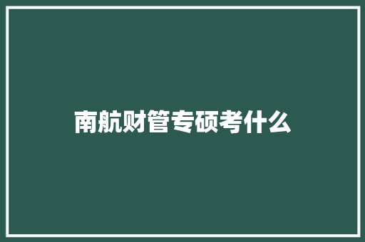南航财管专硕考什么 科技报告范文