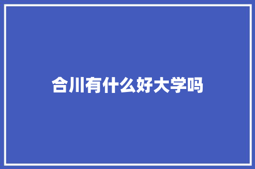 合川有什么好大学吗
