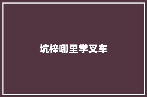 坑梓哪里学叉车