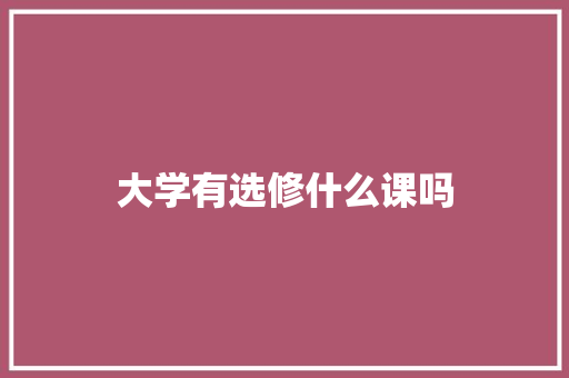 大学有选修什么课吗