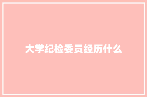大学纪检委员经历什么