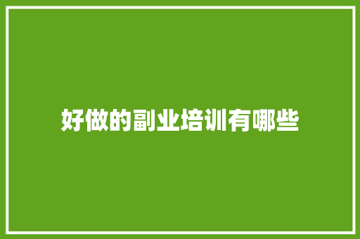 好做的副业培训有哪些