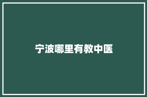宁波哪里有教中医