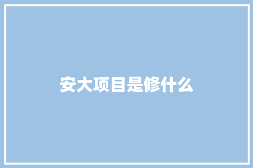 安大项目是修什么 科技报告范文