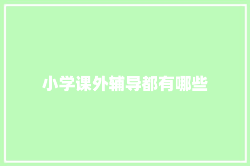 小学课外辅导都有哪些