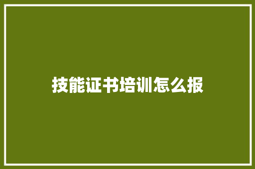 技能证书培训怎么报 创作范文