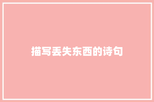 描写丢失东西的诗句