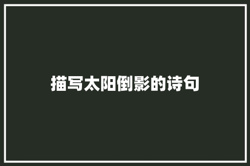 描写太阳倒影的诗句