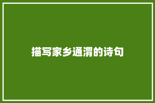 描写家乡通渭的诗句