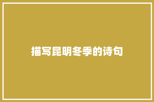 描写昆明冬季的诗句