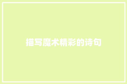 描写魔术精彩的诗句 科技报告范文